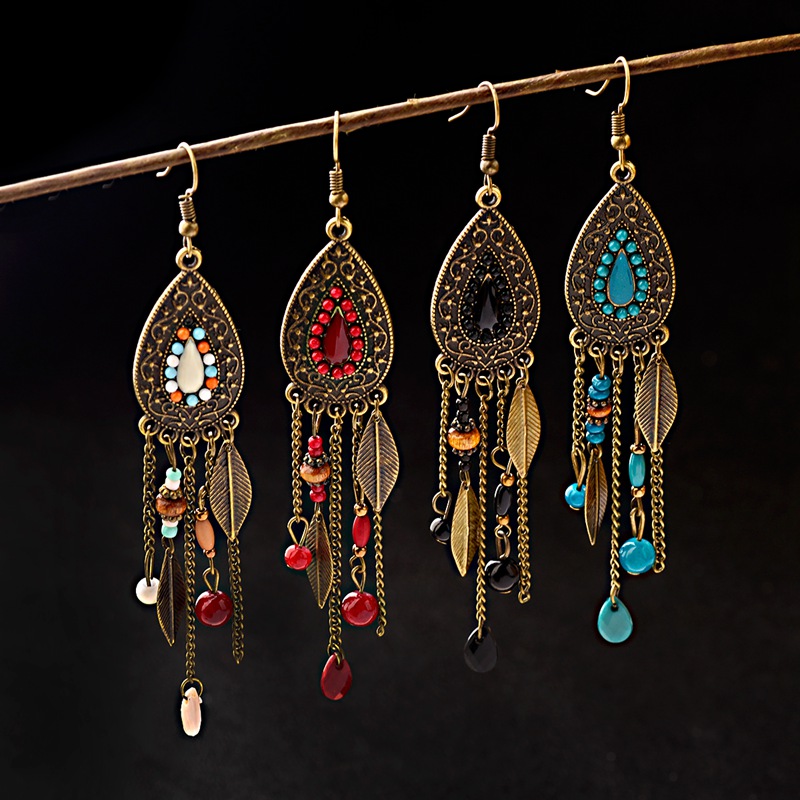 Ethnic Indian Fashion - TopHanqi-pendiente de gota de agua de